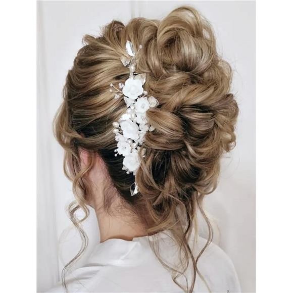 Unicra Flower Bride Wedding Hair Vine Pearl Bridal Piece Leaf Hair Accessories